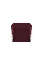Bordo straplez yaka suni kemer detaylı top