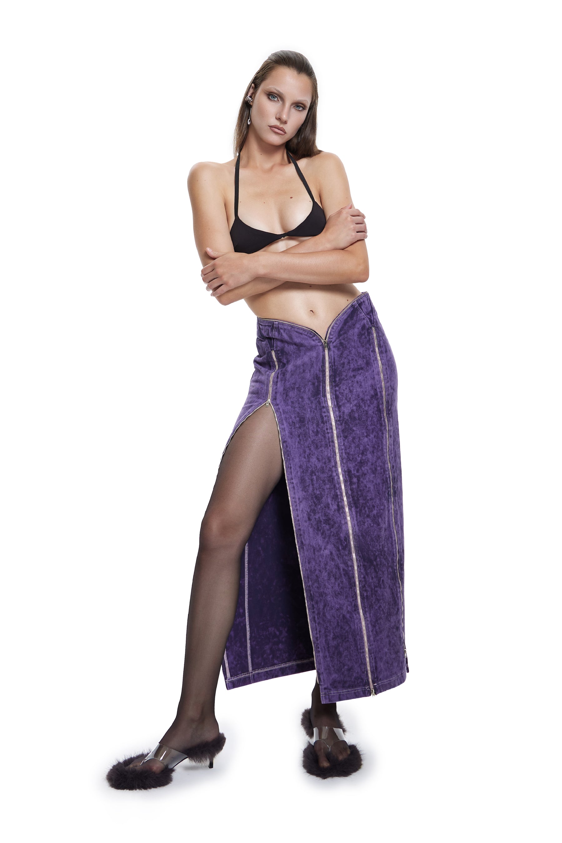 Manipulator Skirt in Purple Acid Wash