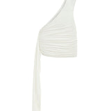 Beyaz asimetrik kesim pareo