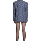 Khela spiral işlemeli oversize mavi blazer ceket