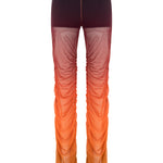 Khela turuncu gradyan baskı drape detaylı astar şortlu tül pantolon