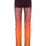 Khela turuncu gradyan baskı drape detaylı astar şortlu tül pantolon