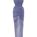 Khela lila ince askılı drapeli şort astarlı tül elbise