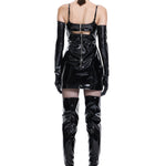 Khela deri mini siyah fitted elbise