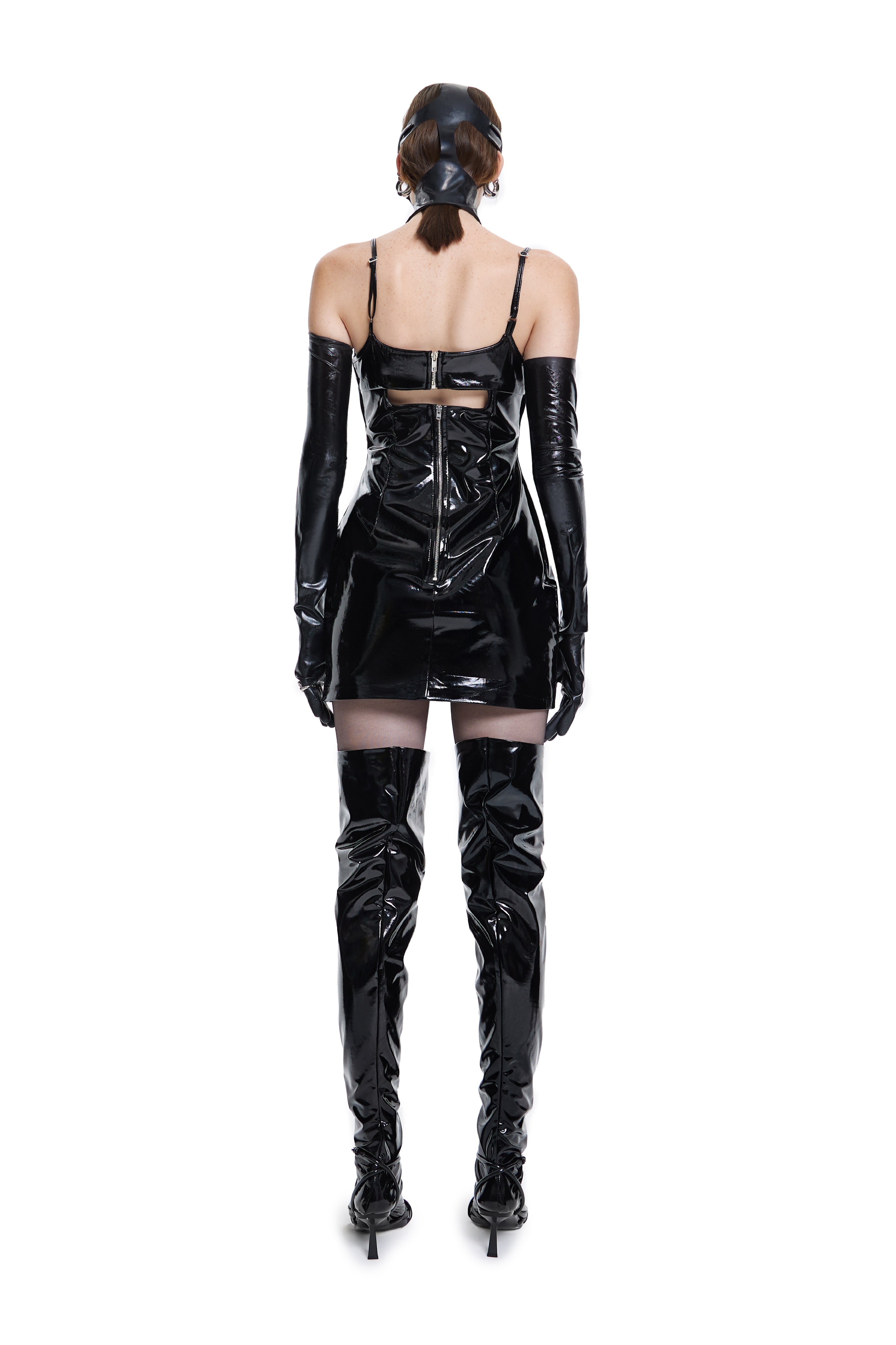 Khela deri mini siyah fitted elbise