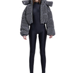 Khela siyah dik yaka uzun kol fitted bodysuit