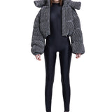 Khela siyah dik yaka uzun kol fitted bodysuit