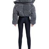 Khela desenli kısa şişme mont