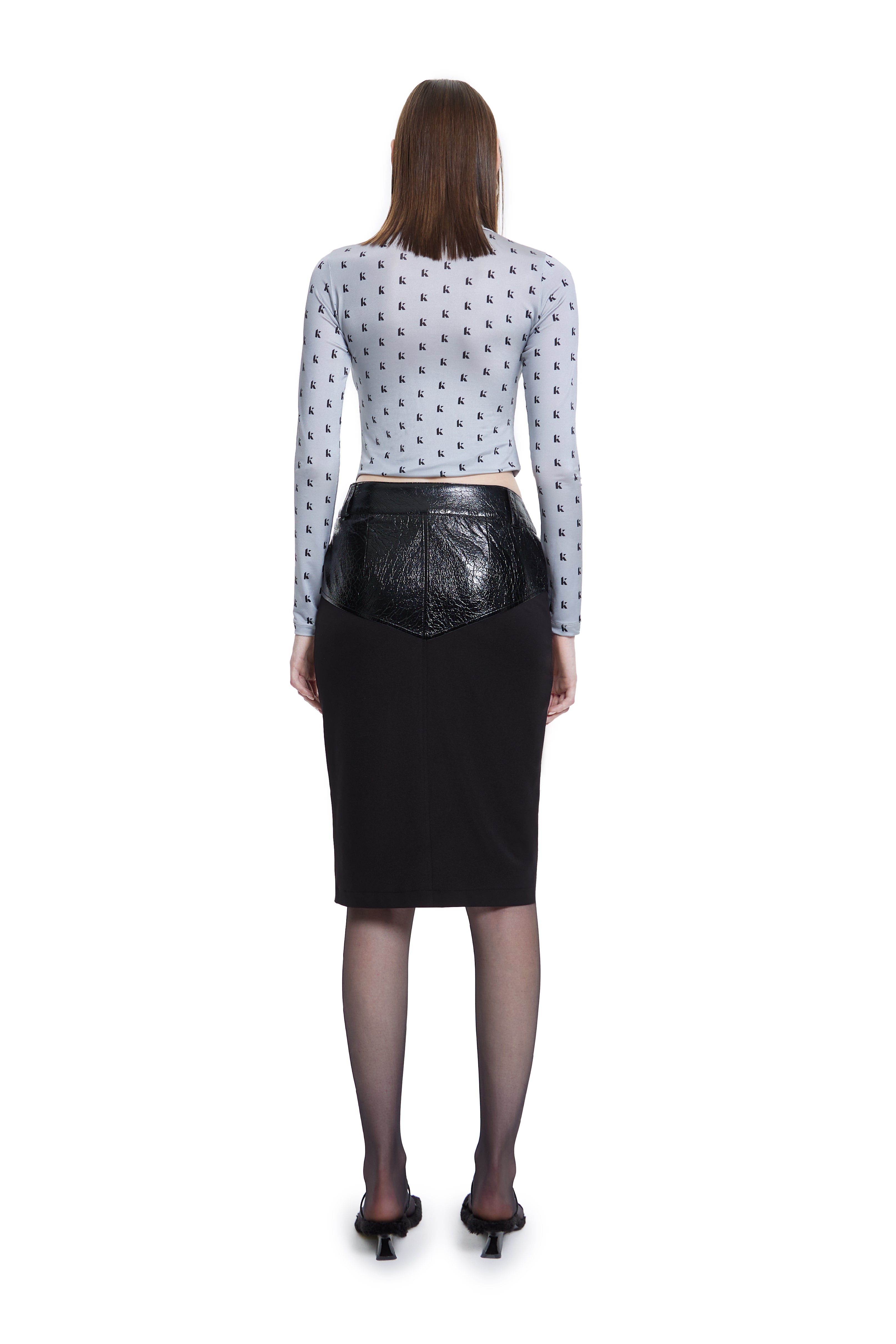 Khela logo baskılı dik yaka uzun kol body