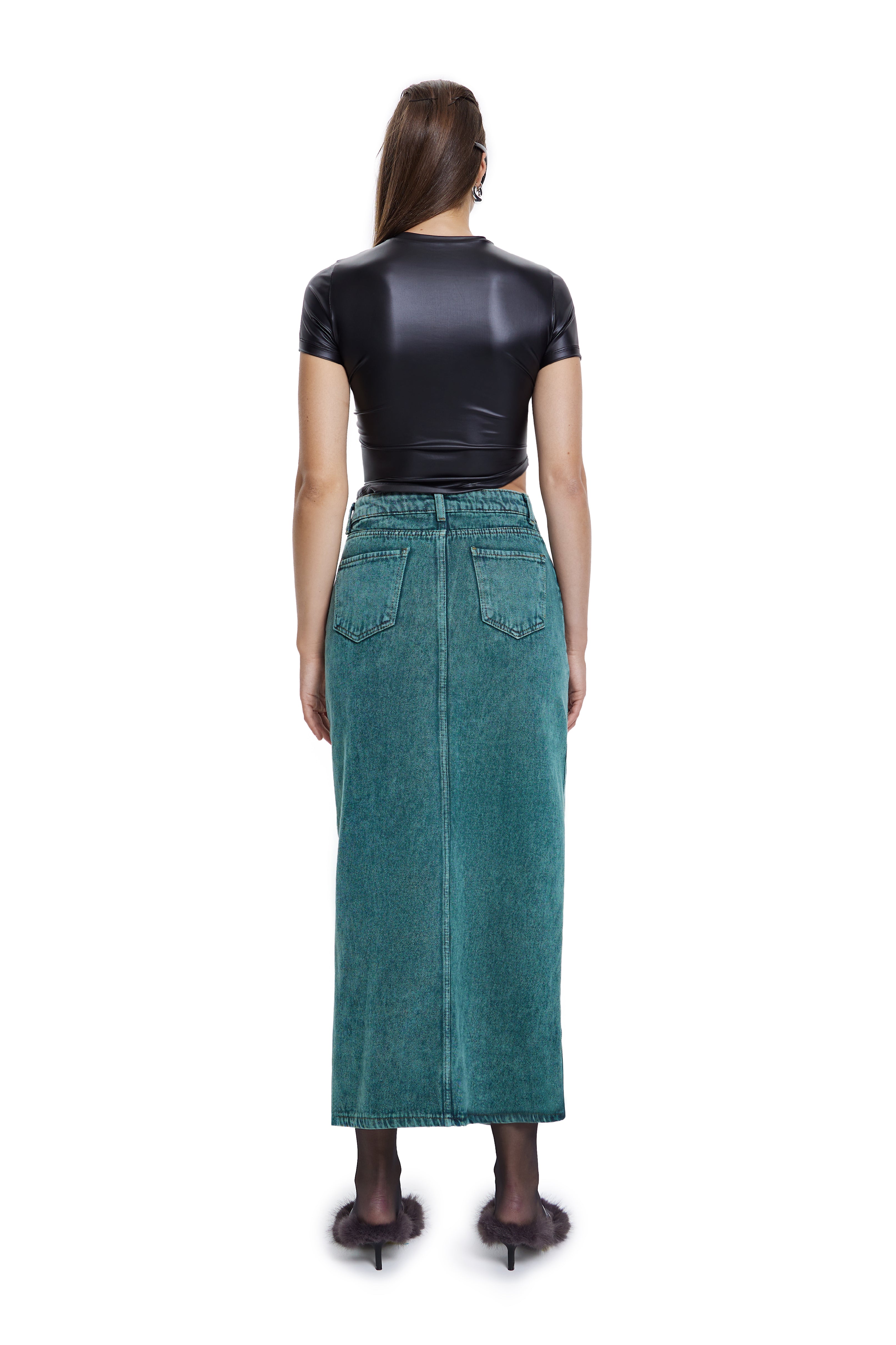 Khela siyah drape detaylı yarım kol top