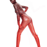 Khela kırmızı desenli hallowen bodysuit