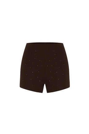 STOP STARING CRYSTAL SHORTS BROWN