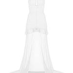 Beyaz çıkarılabilir tül detaylı drapeli mini elbise