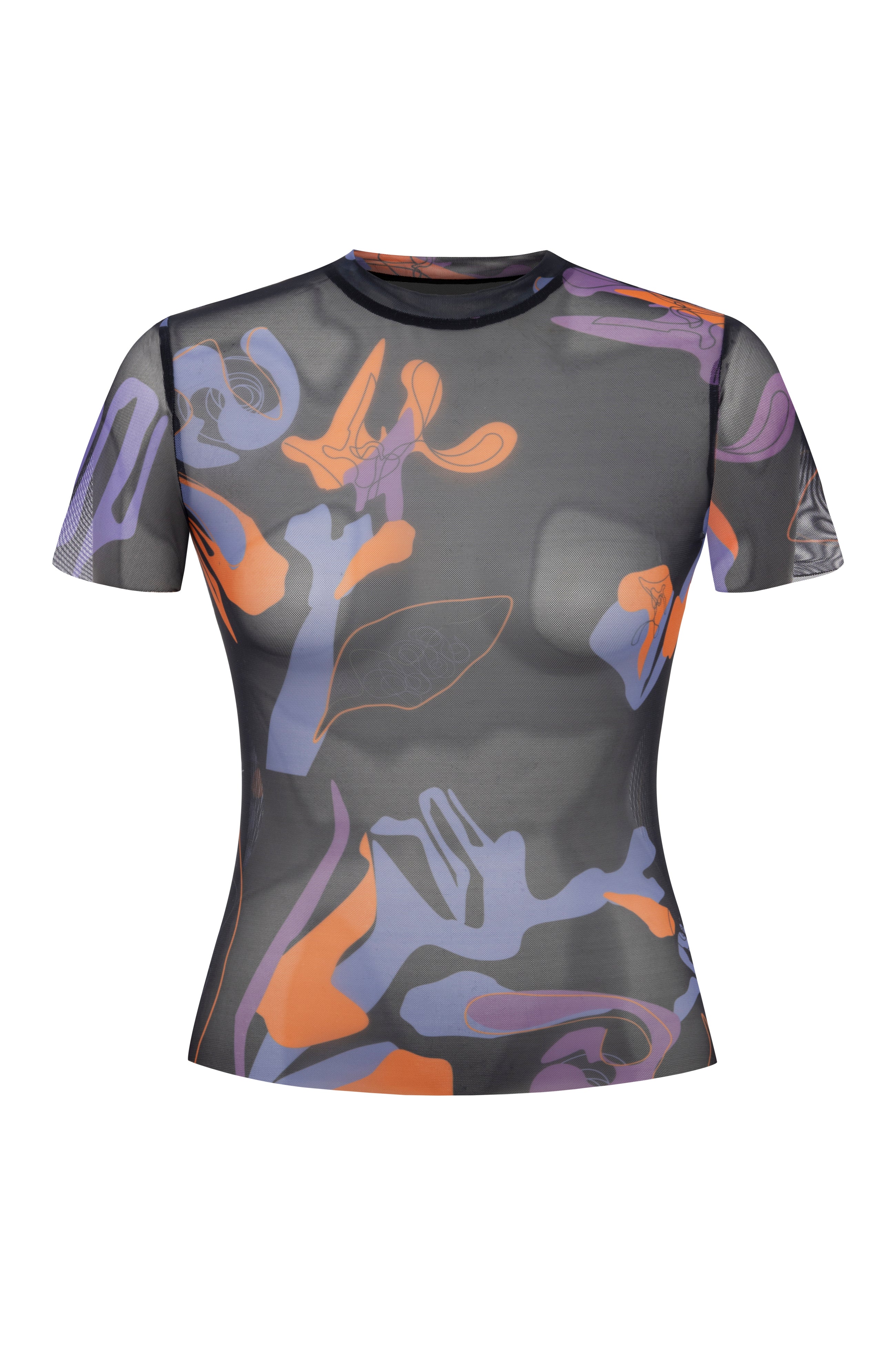 Khela desen baskılı yarım kol tül body