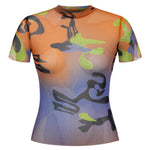 Khela desen baskılı yarım kol tül body