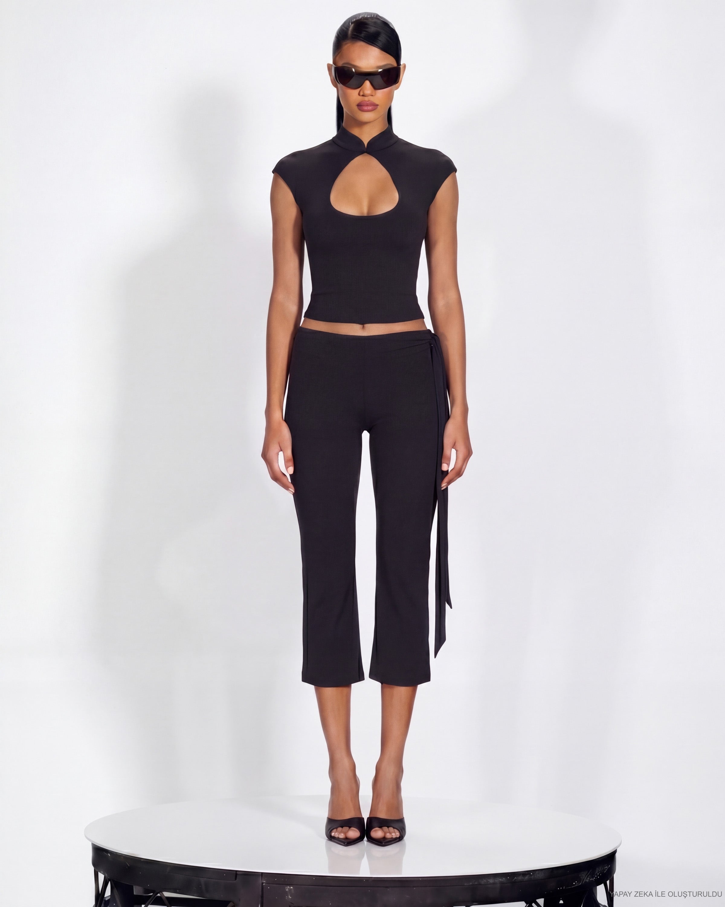 Khela Bad Habit Capri Pants siyah kadın kapri pantolon
