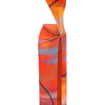 Sunset desen asimetrik kesim düğüm detaylı derin yırtmaçlı plaj elbisesi