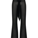 Siyah bağlama detaylı şifon pareo pantolon