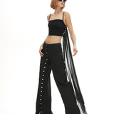 Siyah uzun tül kuyruklu kare yaka tül top