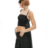 Siyah uzun tül kuyruklu kare yaka tül top