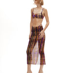 Desen baskılı midi boy astarlı tül etek