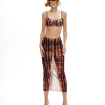 Desen baskılı midi boy astarlı tül etek