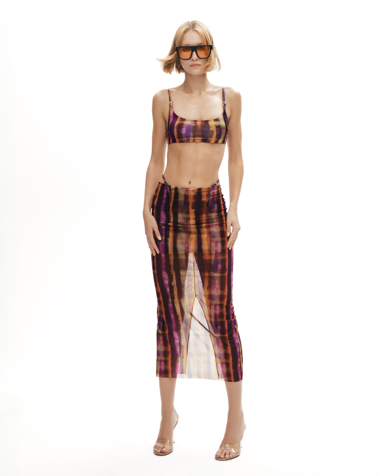 Desen baskılı midi boy astarlı tül etek