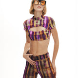 Desen baskılı kemerli tül pantolon