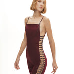 Bordo ayarlanabilir kemer detaylı flared tulum