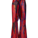 Çiçek desenli bağlama detaylı şifon pareo pantolon