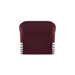 Bordo straplez yaka suni kemer detaylı top