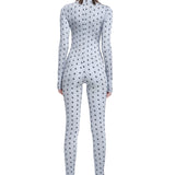 Khela logo baskılı dik yaka uzun kol bodysuit