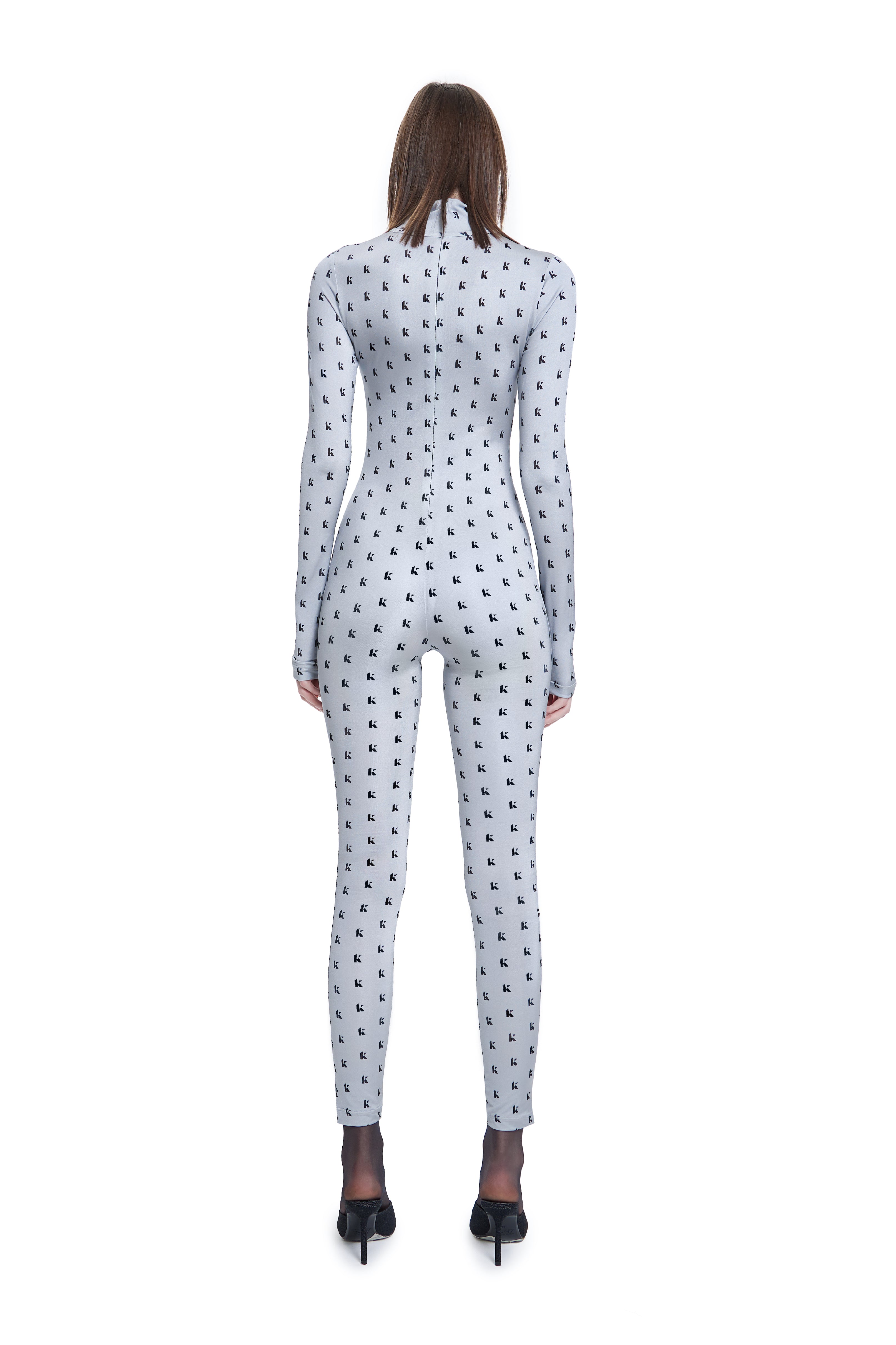 Khela logo baskılı dik yaka uzun kol bodysuit