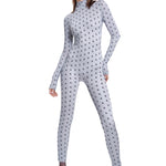 Khela logo baskılı dik yaka uzun kol bodysuit