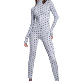 Khela logo baskılı dik yaka uzun kol bodysuit