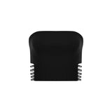 Siyah straplez yaka suni kemer detaylı top