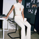 Khela Silent Threat Pants Off White beyaz geniş paça kadın pantolon