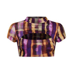 Desen baskılı dik yakalı ön pencere detaylı top