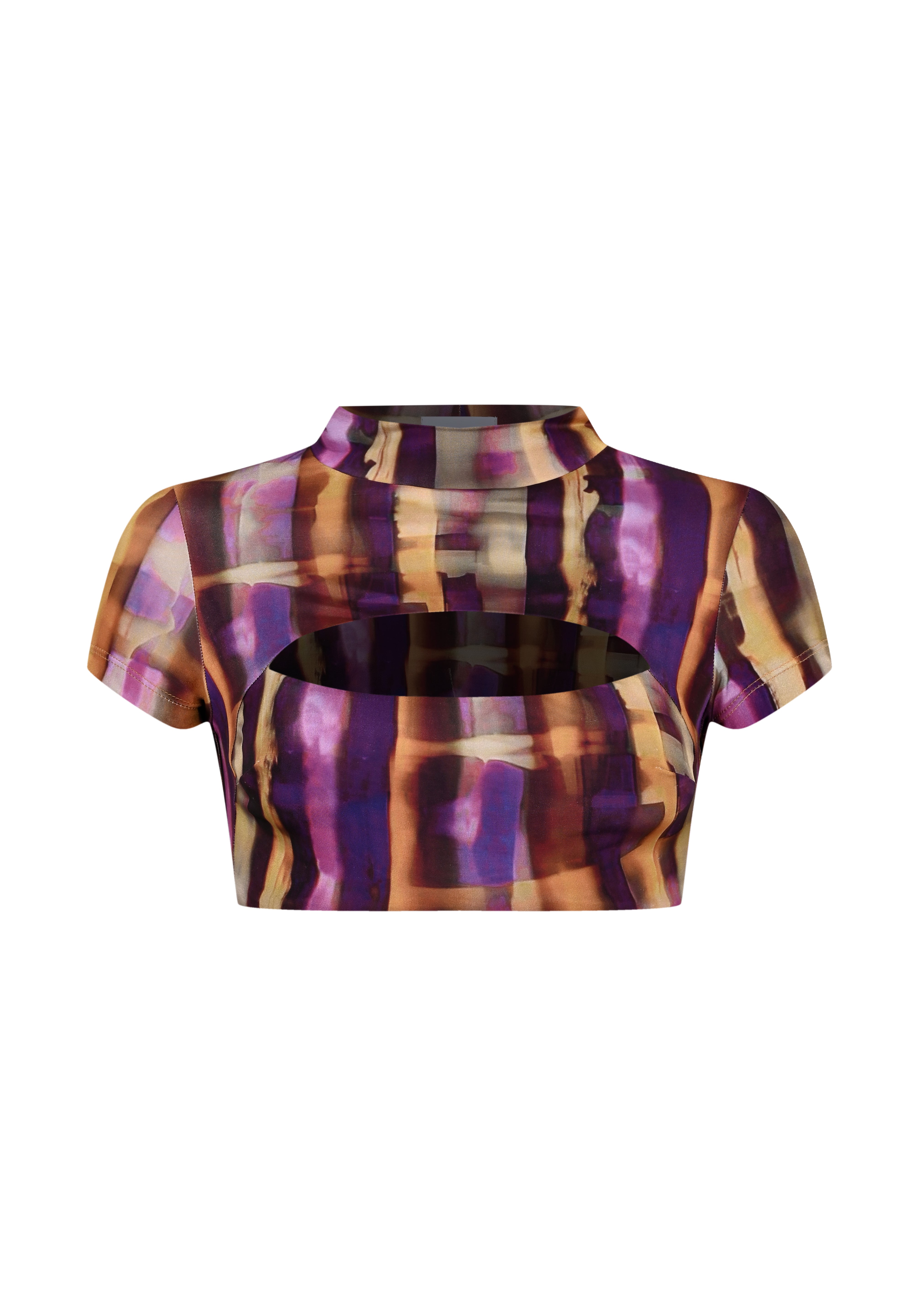 Desen baskılı dik yakalı ön pencere detaylı top