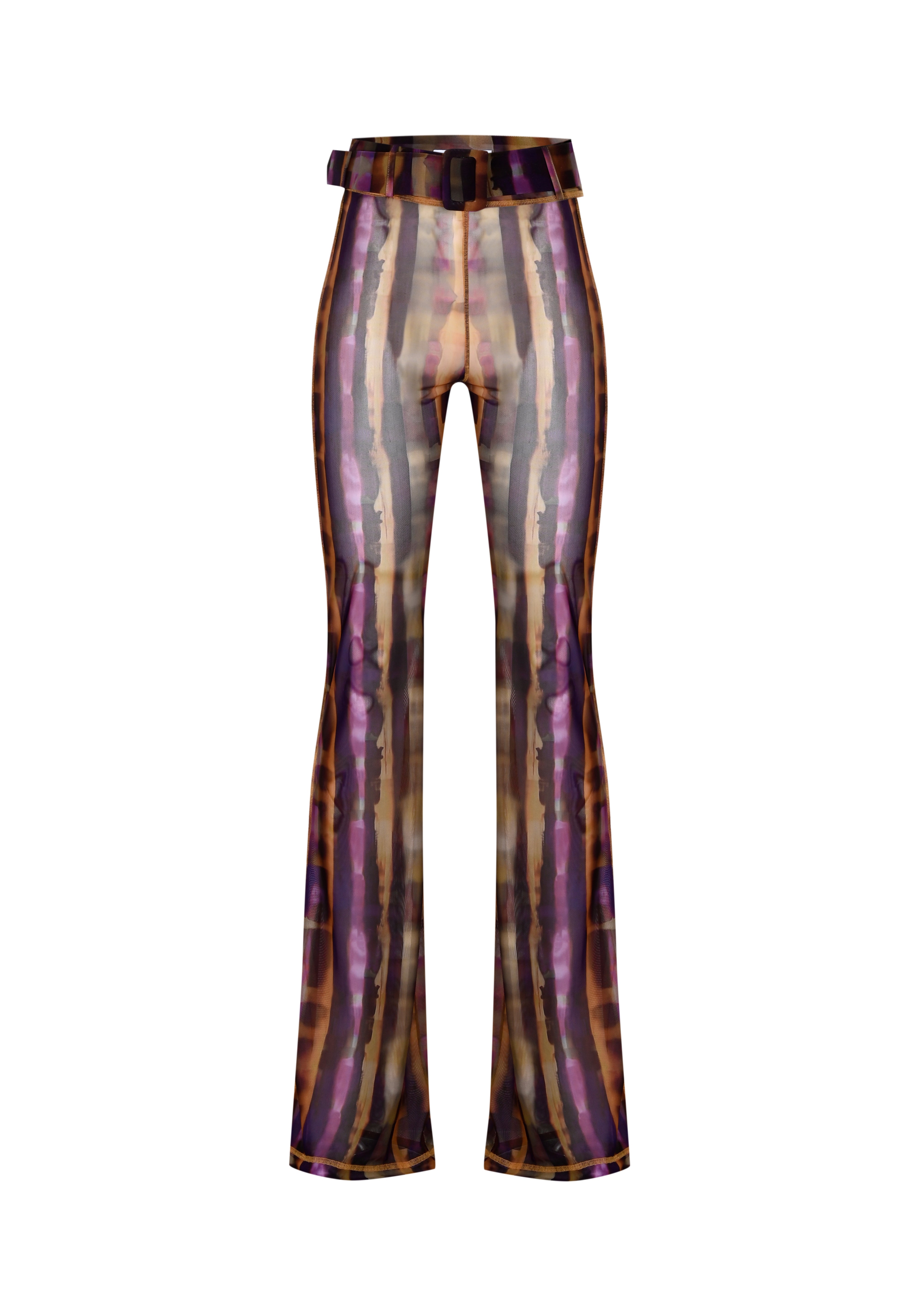 Desen baskılı kemerli tül pantolon