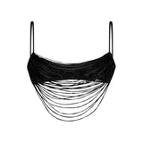 Siyah cam boncuk işlemeli bra