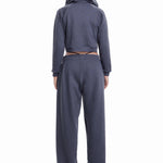 Khela mavi işlemeli lastikli sweatpant