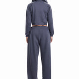 Khela mavi işlemeli lastikli sweatpant