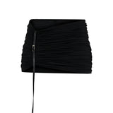 Siyah büzgü detaylı dik yaka transapan maksi elbise