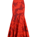 Kırmızı desenli maksi etek