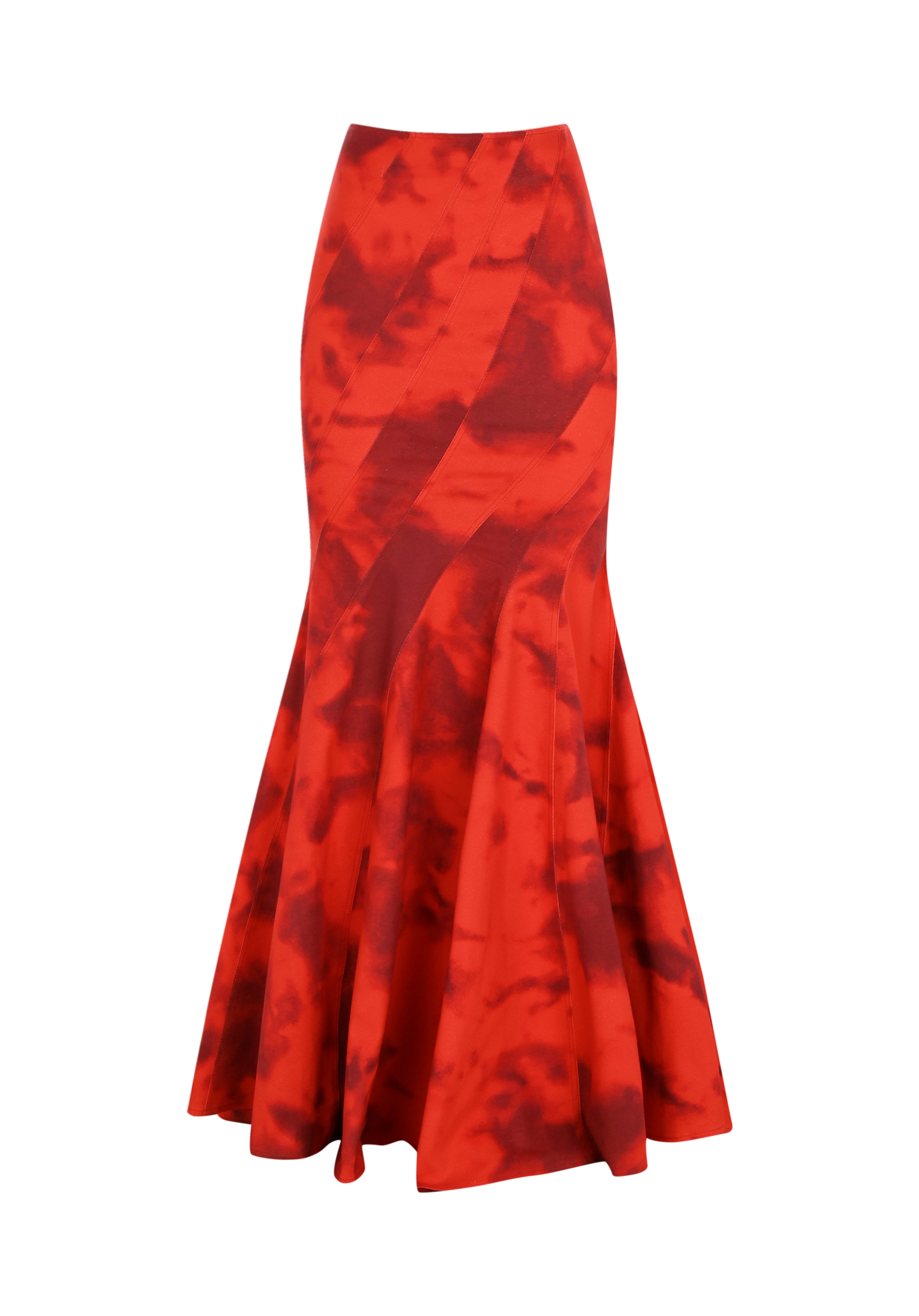 Kırmızı desenli maksi etek