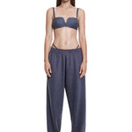 Khela mavi işlemeli lastikli sweatpant