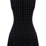 Khela siyah dik yaka sıfır kol lila taşlı mini elbise