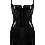 Khela deri mini siyah fitted elbise