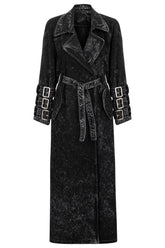 Voidwalker Trench Coat in Black Acid Wash